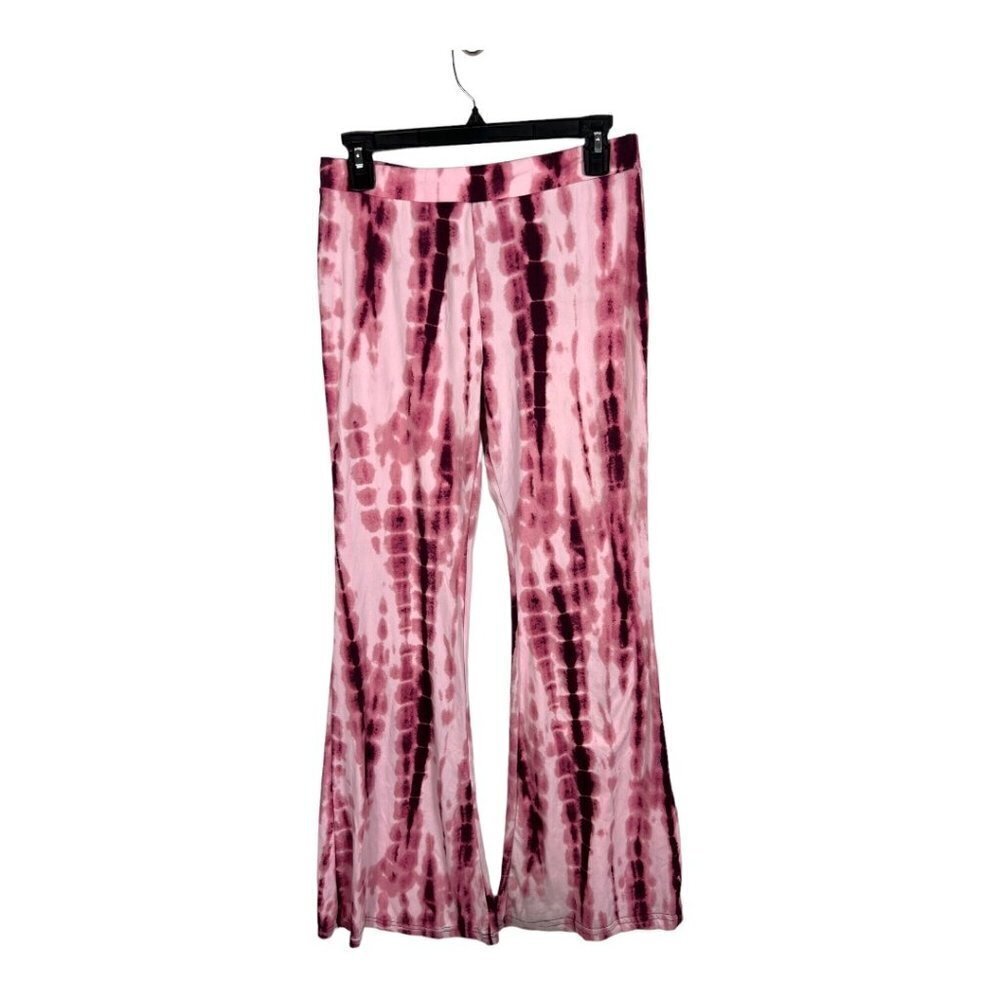 Shosho pink tie‎ dye flare pants